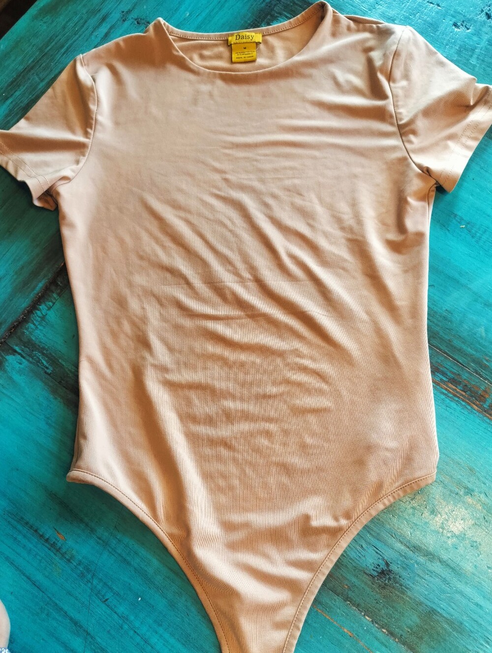 Daisy Short Sleeve Nude Beige Bodysuit